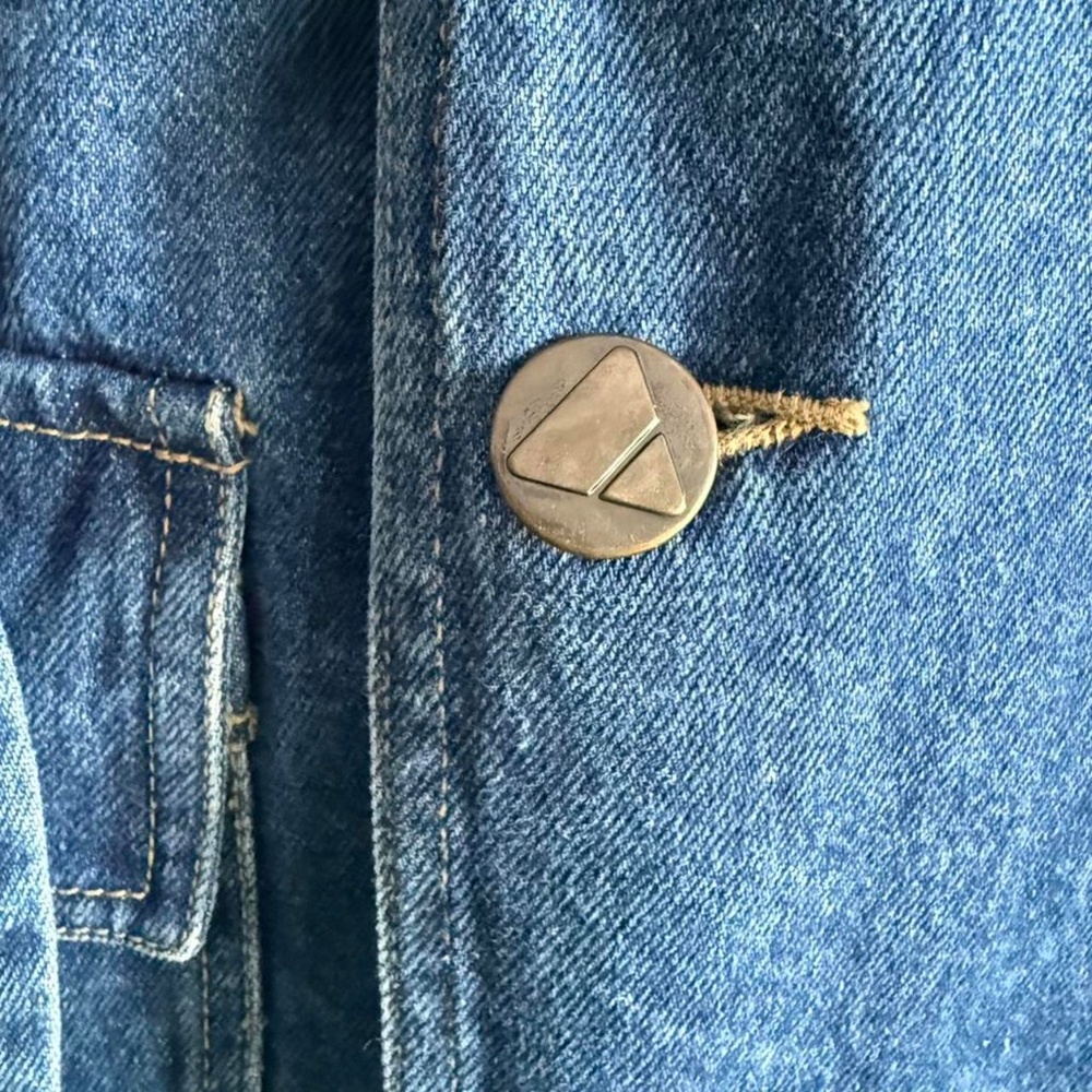 Vintage 90s Lizwear Blue Denim Trench Coat (sz Small/ Oversized Fit) - Picture 3 of 8